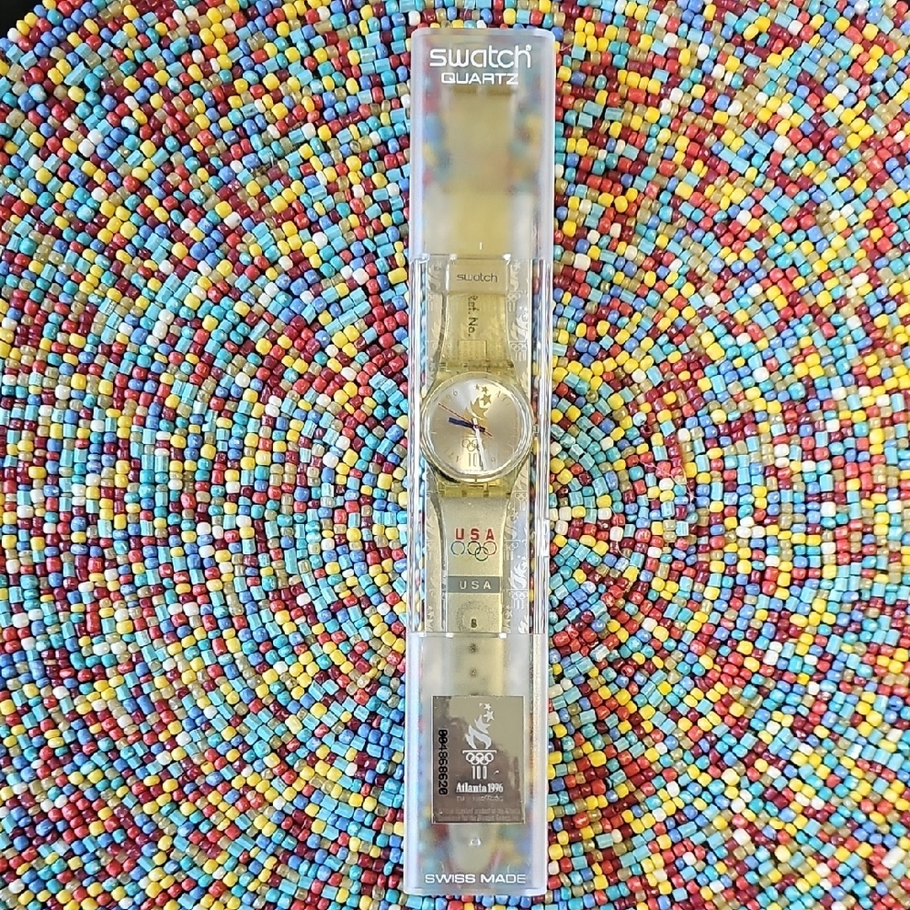 Vintage SWATCH Quartz Gold and Silver Watch 1996 USA Olympic Team